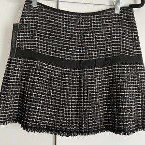NWT Vintage Elie Tahari Black Plaid Wool Pleated Lined Skirt Size 6